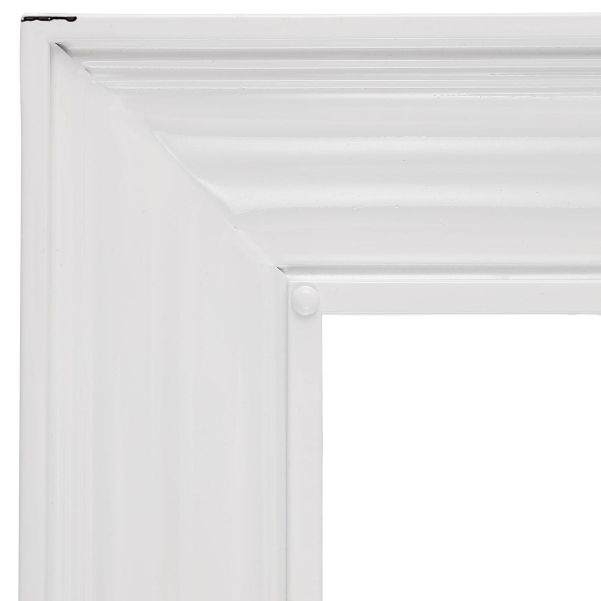 Layered white molding and subtly distressed edges lend the mirror farmhouse charm || MRR1059A || detail_studio