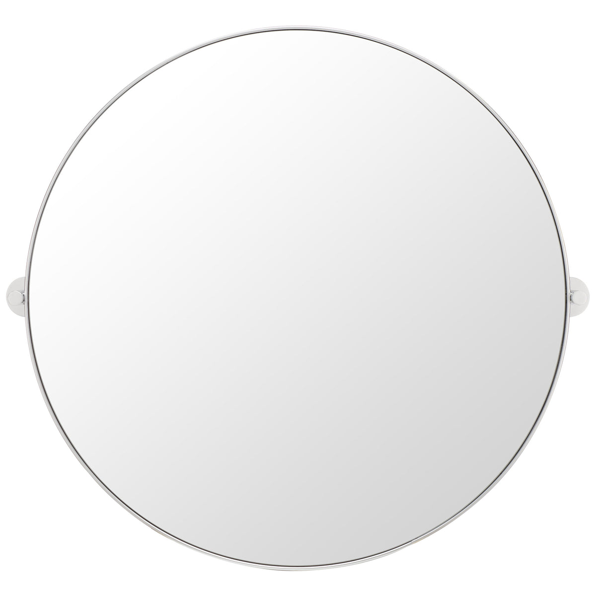 A 36-inch round mirror pairs a slim silver metal frame with matching side mounts || MRR2000C || front_studio