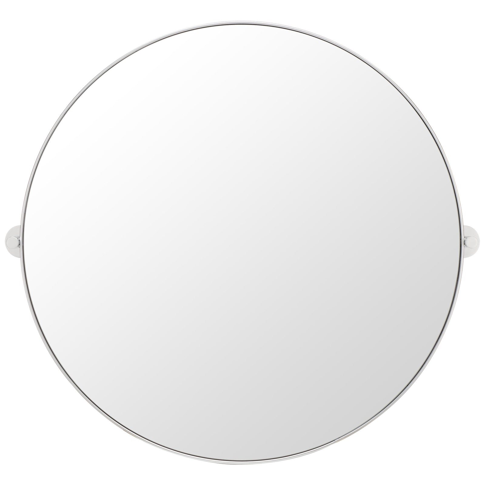 A 36-inch round mirror pairs a slim silver metal frame with matching side mounts || MRR2000C || front_studio
