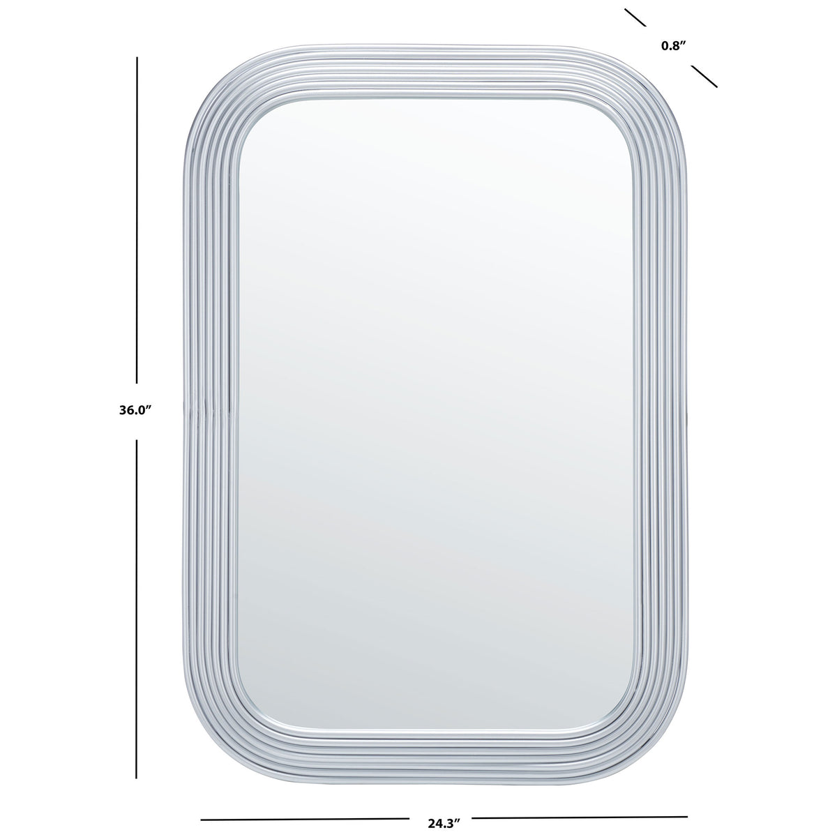 Silver-framed mirror measures 24.3 inches wide, 36 inches tall and 0.8 inch deep || MRR2003B || dimension_studio