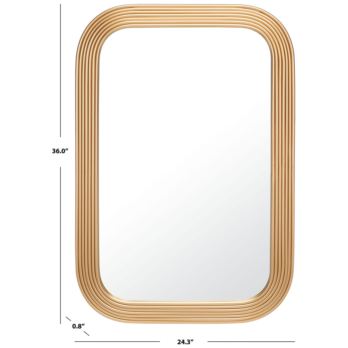 Brass-framed mirror measures 24.3 inches wide, 36 inches tall and 0.8 inch deep || MRR2003C || dimension_studio