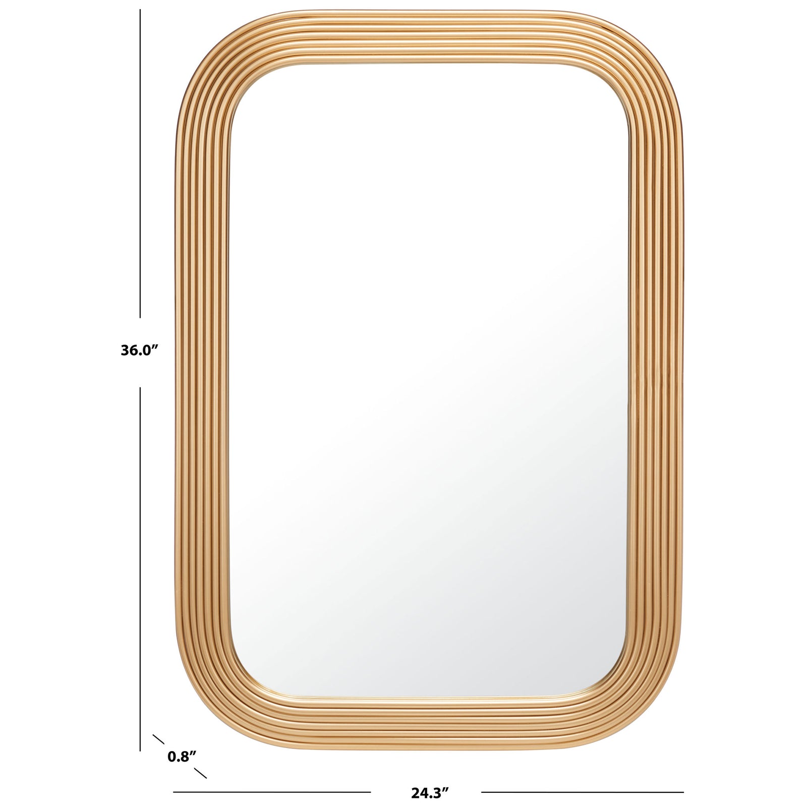 Brass-framed mirror measures 24.3 inches wide, 36 inches tall and 0.8 inch deep || MRR2003C || dimension_studio