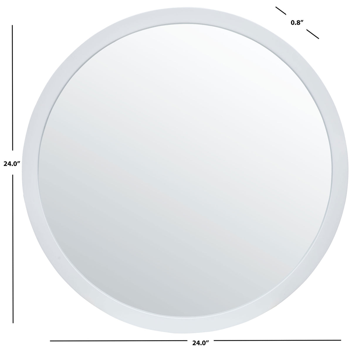 A 24-inch round mirror offers a slim 0.8-inch profile and a fresh white metal frame || MRR2006A || dimension_studio