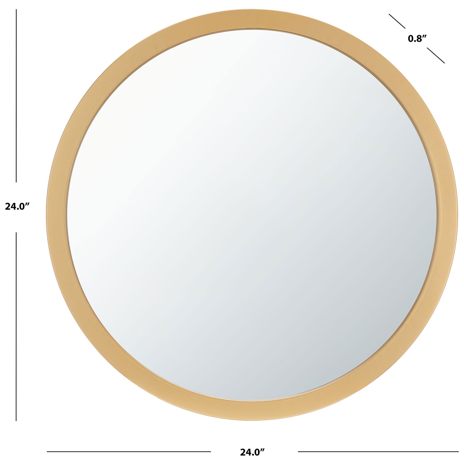A 24-inch round mirror pairs a warm brass-finish frame with a slender 0.8-inch profile || MRR2006B || dimension_studio