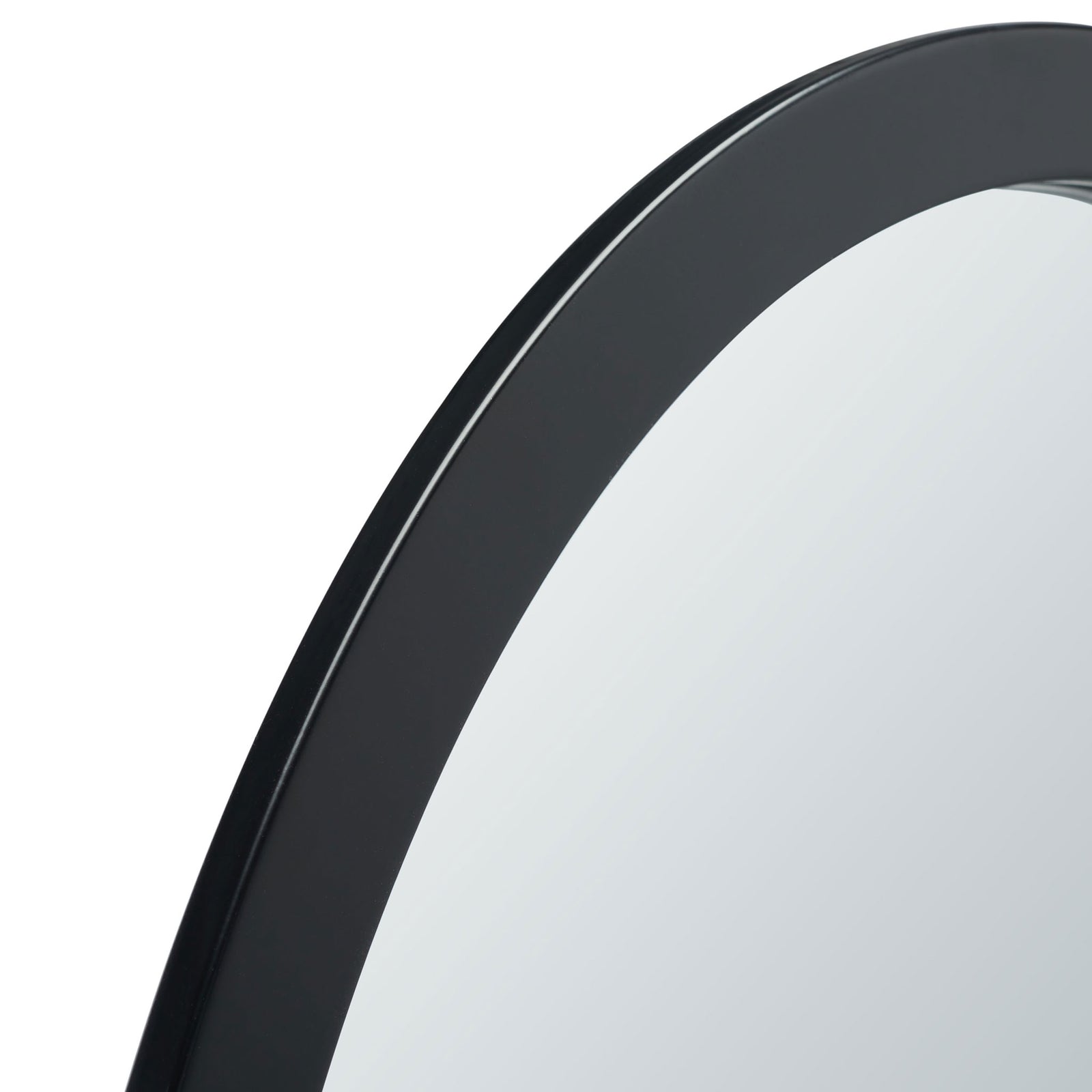 A sleek black metal rim encircles reflective glass with a clean-lined finish || MRR2006C || detail_studio