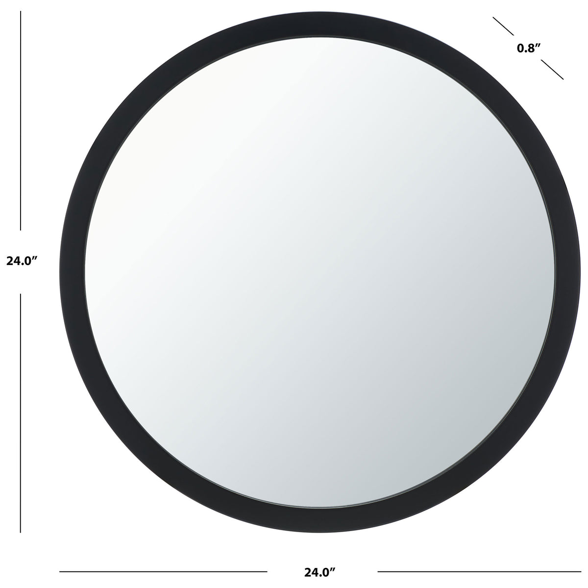 A 24-inch round mirror combines a bold black frame with a slim 0.8-inch profile || MRR2006C || dimension_studio