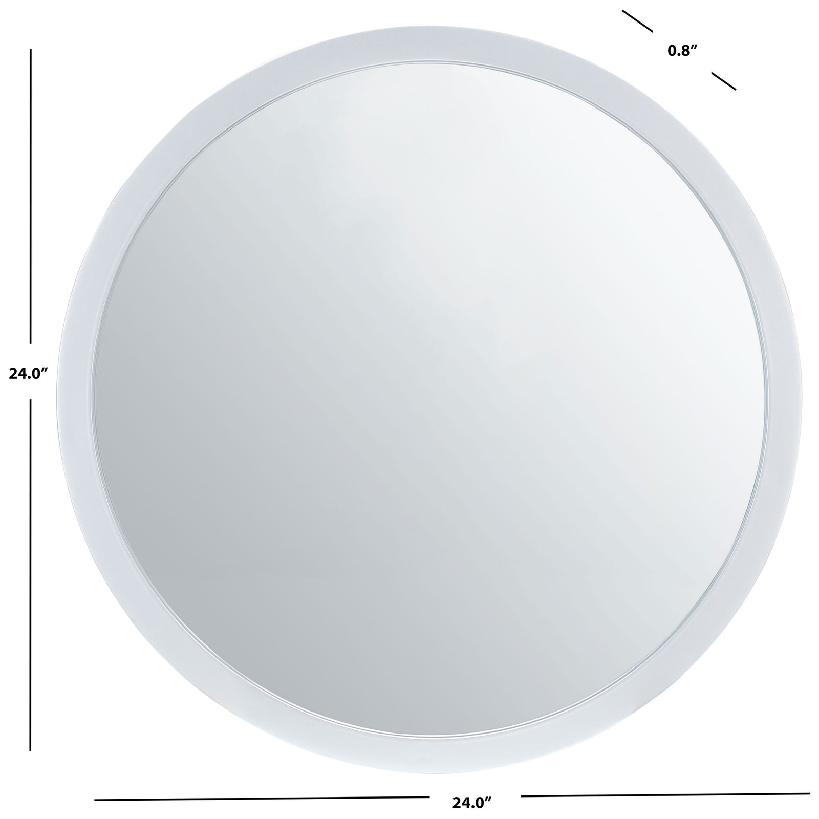 A 24-inch round mirror has a slim 0.8-inch profile and a luminous silver-finish frame || MRR2006D || dimension_studio