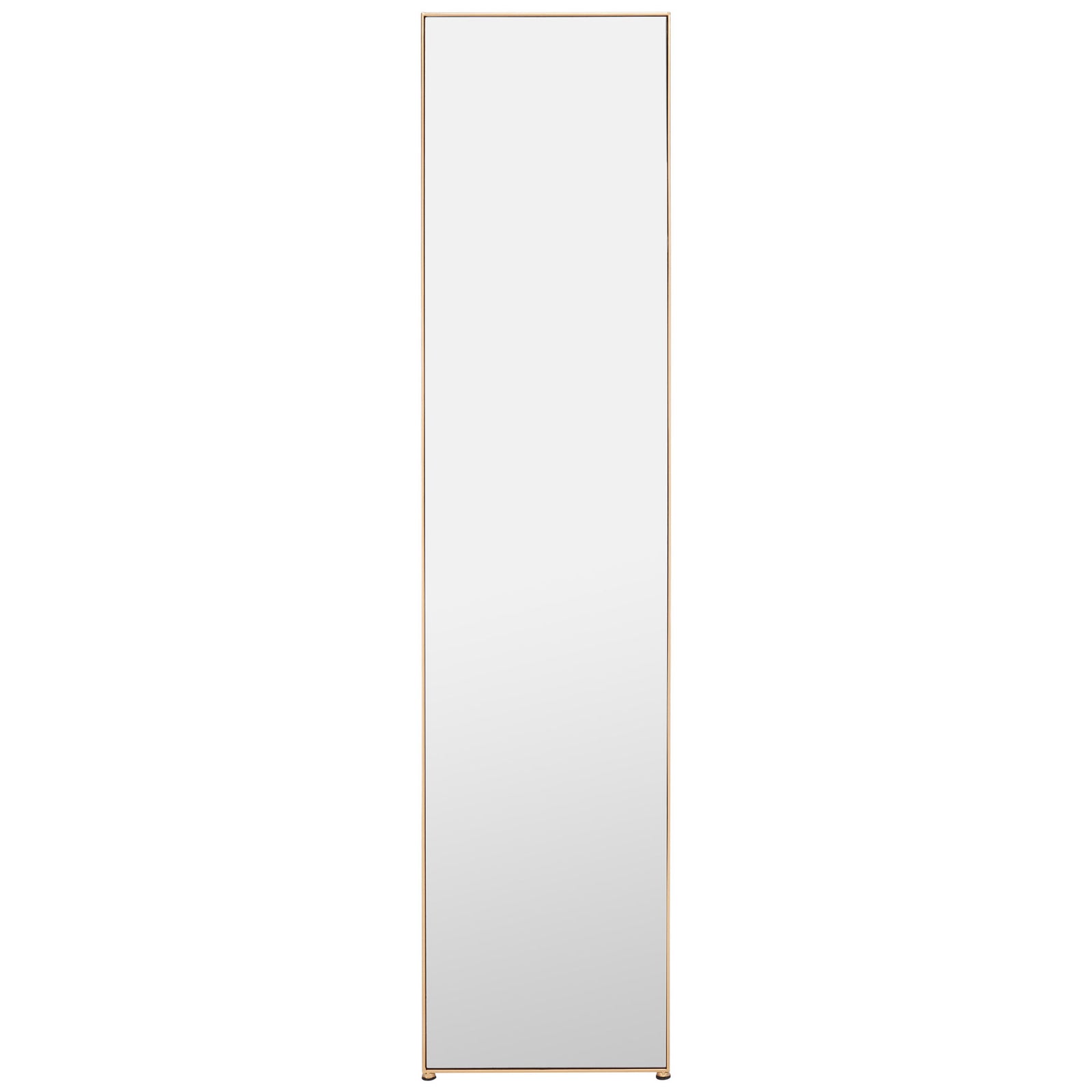 A slim brass-finished metal frame brings warmth to this tall rectangular floor mirror || MRR2008A || front_studio