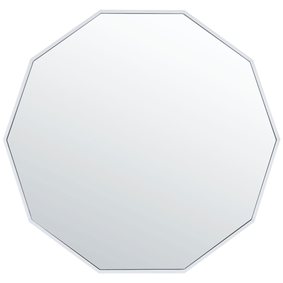 Minimal white metal trim outlines a generous ten-sided mirror with a crisp silhouette || MRR2010C || front_studio