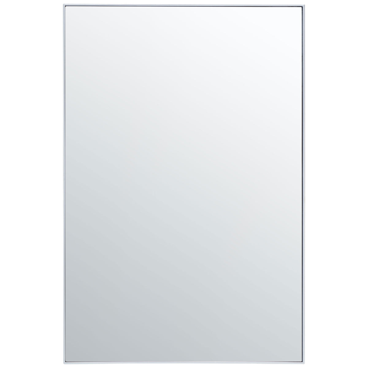 A streamlined rectangular mirror features a slim silver frame and generous reflective glass. || MRR2011B || front_studio