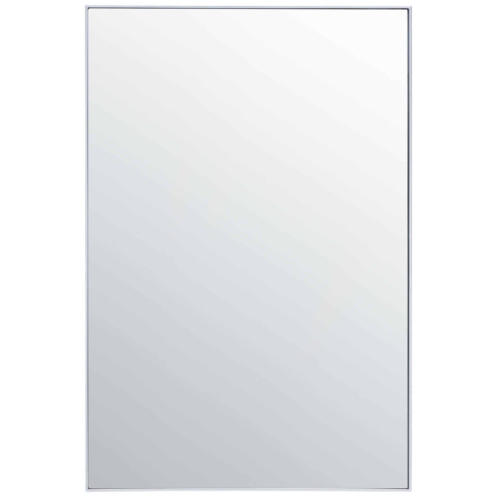 A streamlined rectangular mirror features a slim silver frame and generous reflective glass. || MRR2011B || front_studio