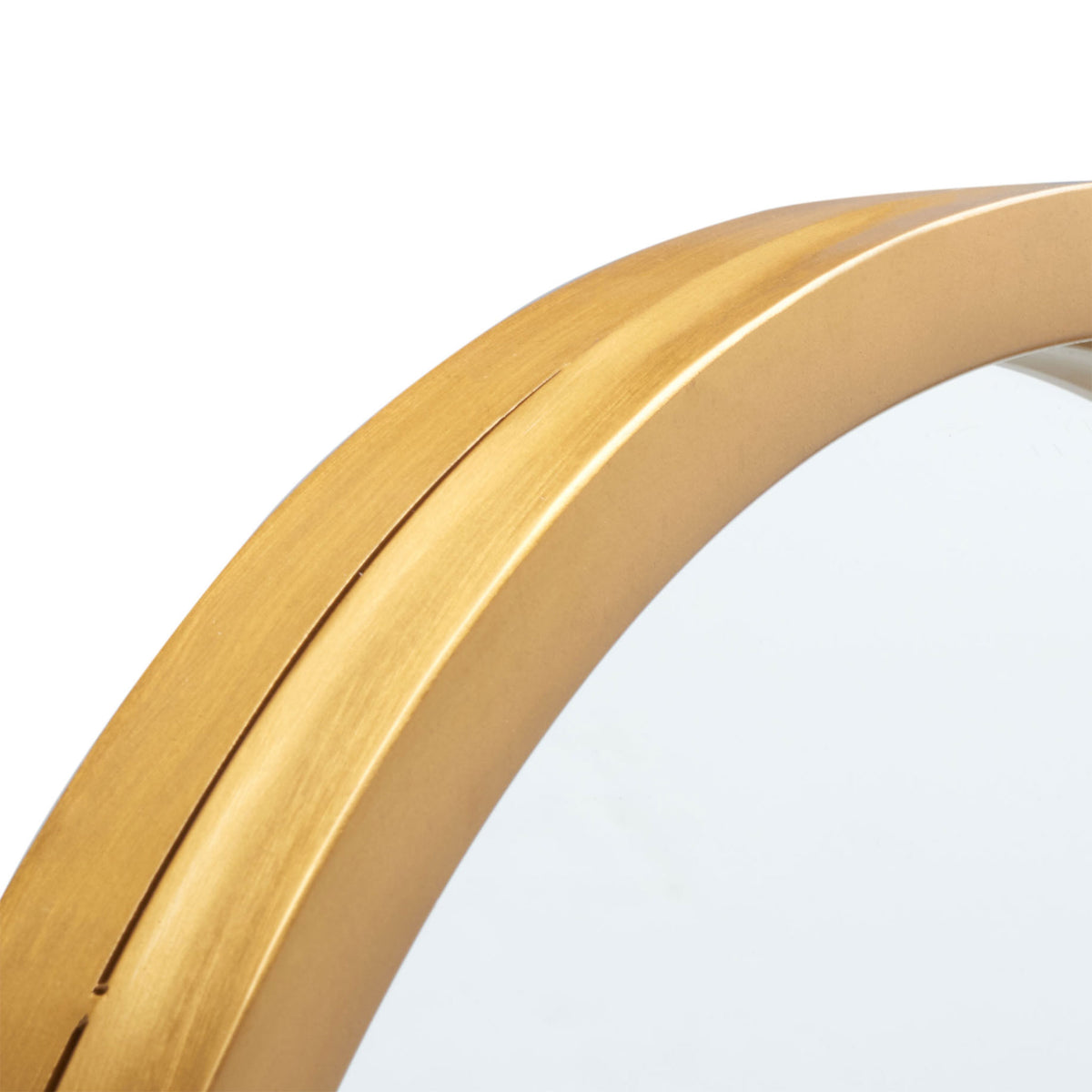 A curved gold frame has a brushed metallic finish and a layered edge || MRR3056A || detail_studio