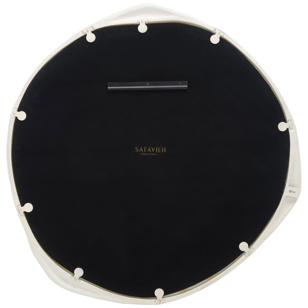 Ivory-framed mirror with a dark backing and wall-mounting rail || MRR3070A || back_studio
