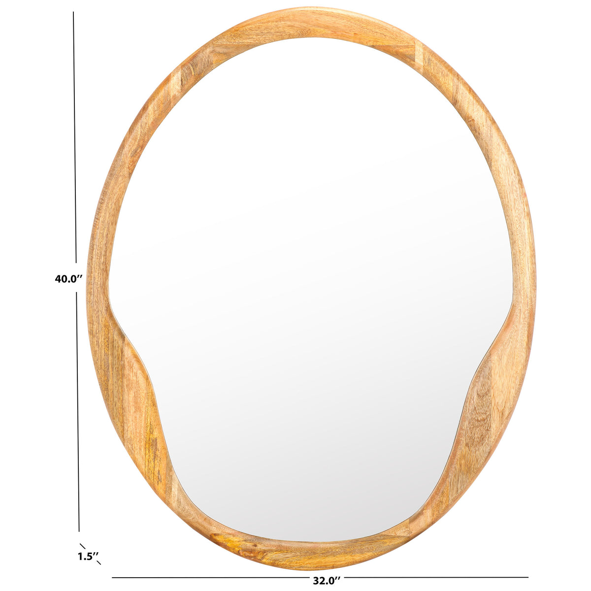 Natural mango wood mirror measures 32 inches wide, 40 inches tall, and 1.5 inches deep || MRR4003A || dimension_studio