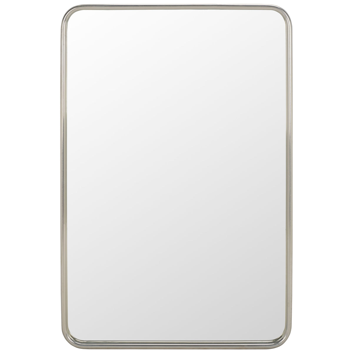 Tall rectangular mirror with softly rounded corners and a sleek chrome-finished frame || MRR4006A || front_studio