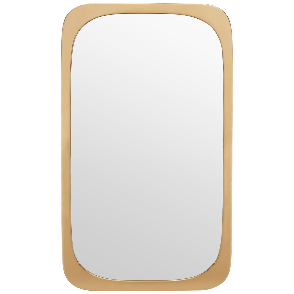 Gold wall mirror features a broad, softly rounded rectangular frame || MRR8001A || front_studio
