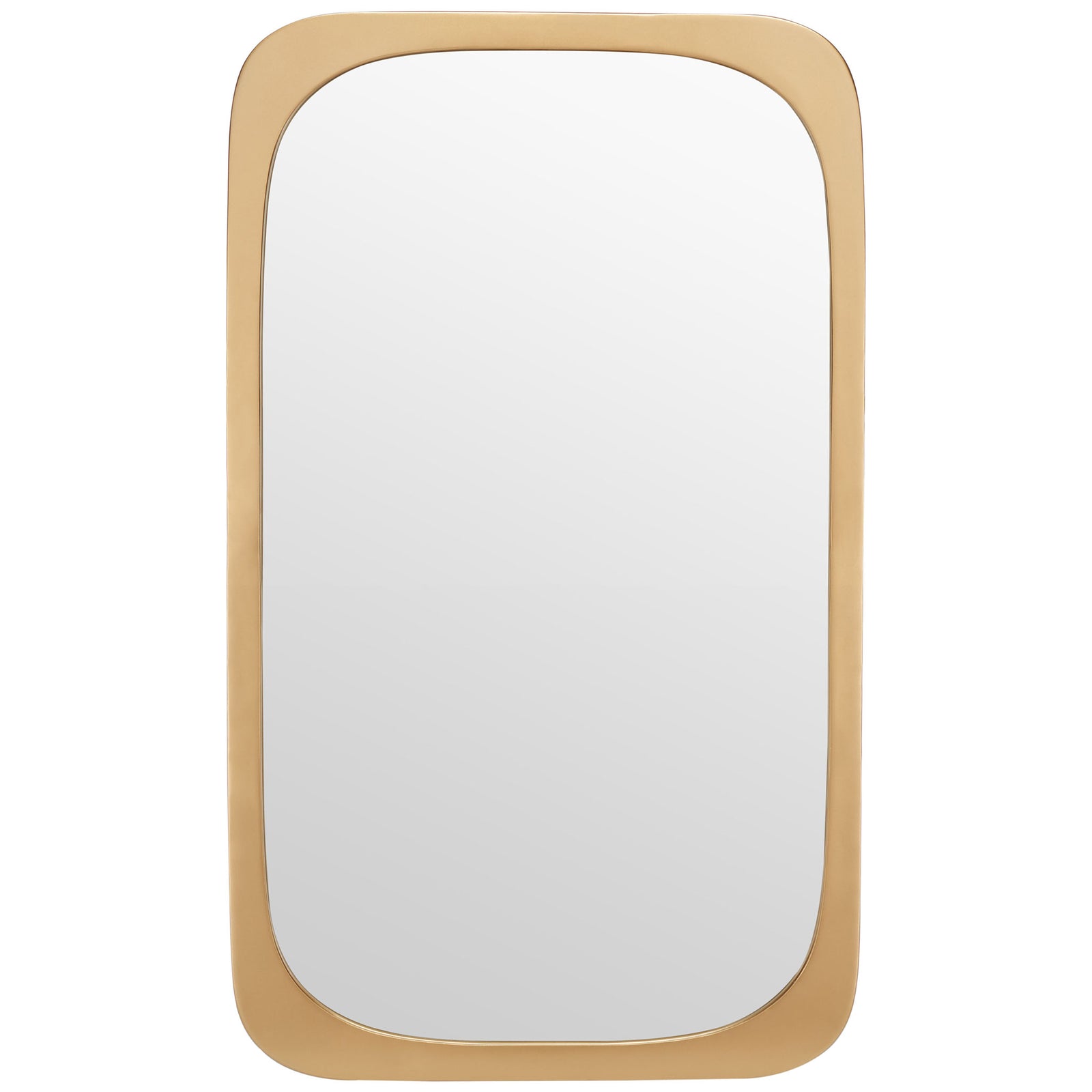 Gold wall mirror features a broad, softly rounded rectangular frame || MRR8001A || front_studio