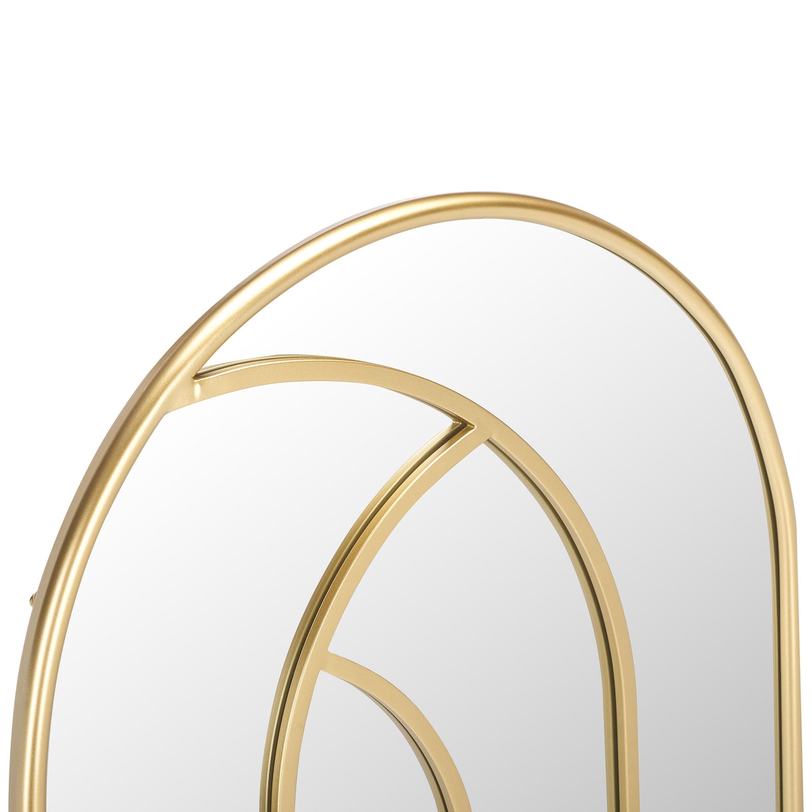 Curved gold arches layer over the glass for an elegant geometric design || MRR8006A || detail_studio