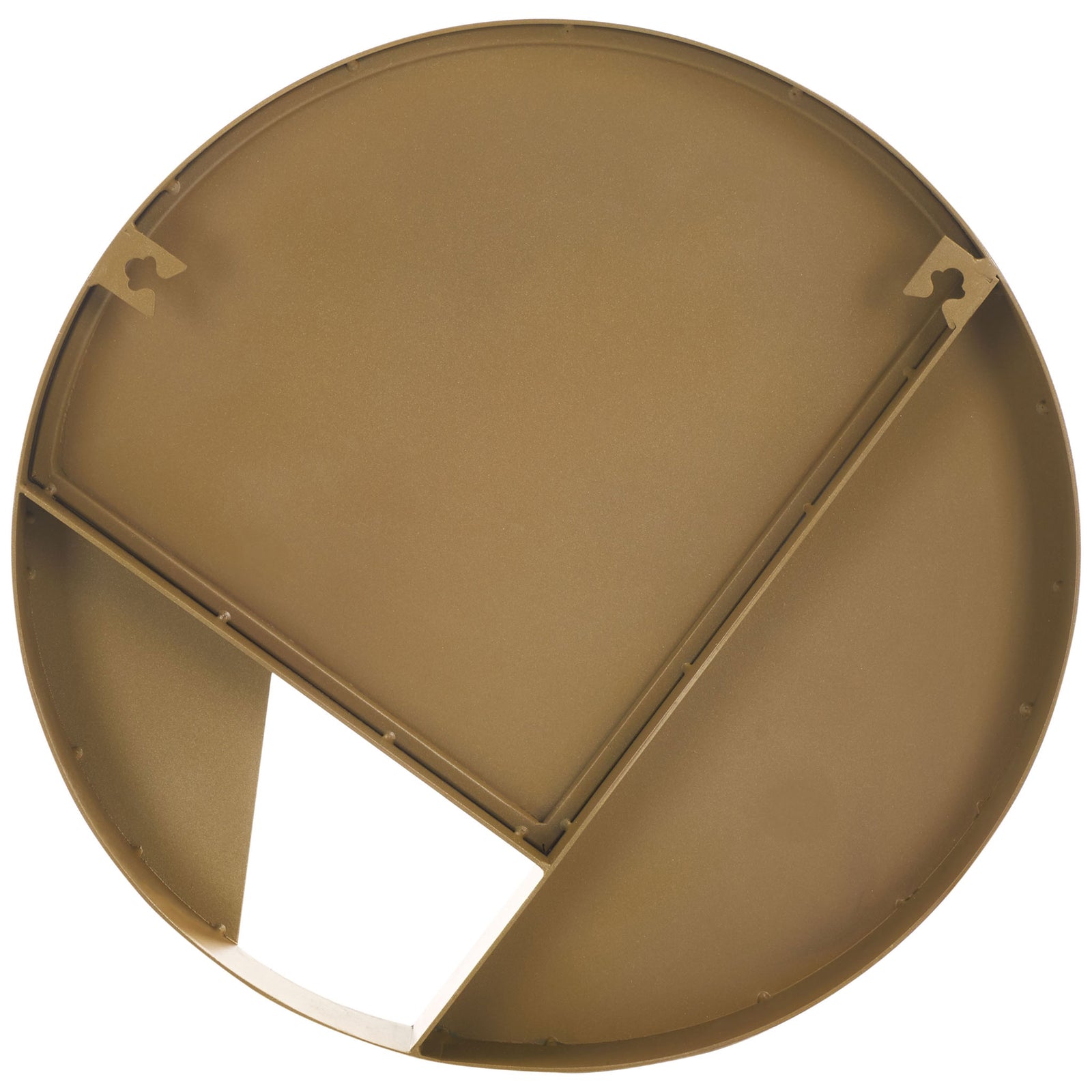Round gold mirror with reinforced backing and mounting tabs || MRR8007A || back_studio