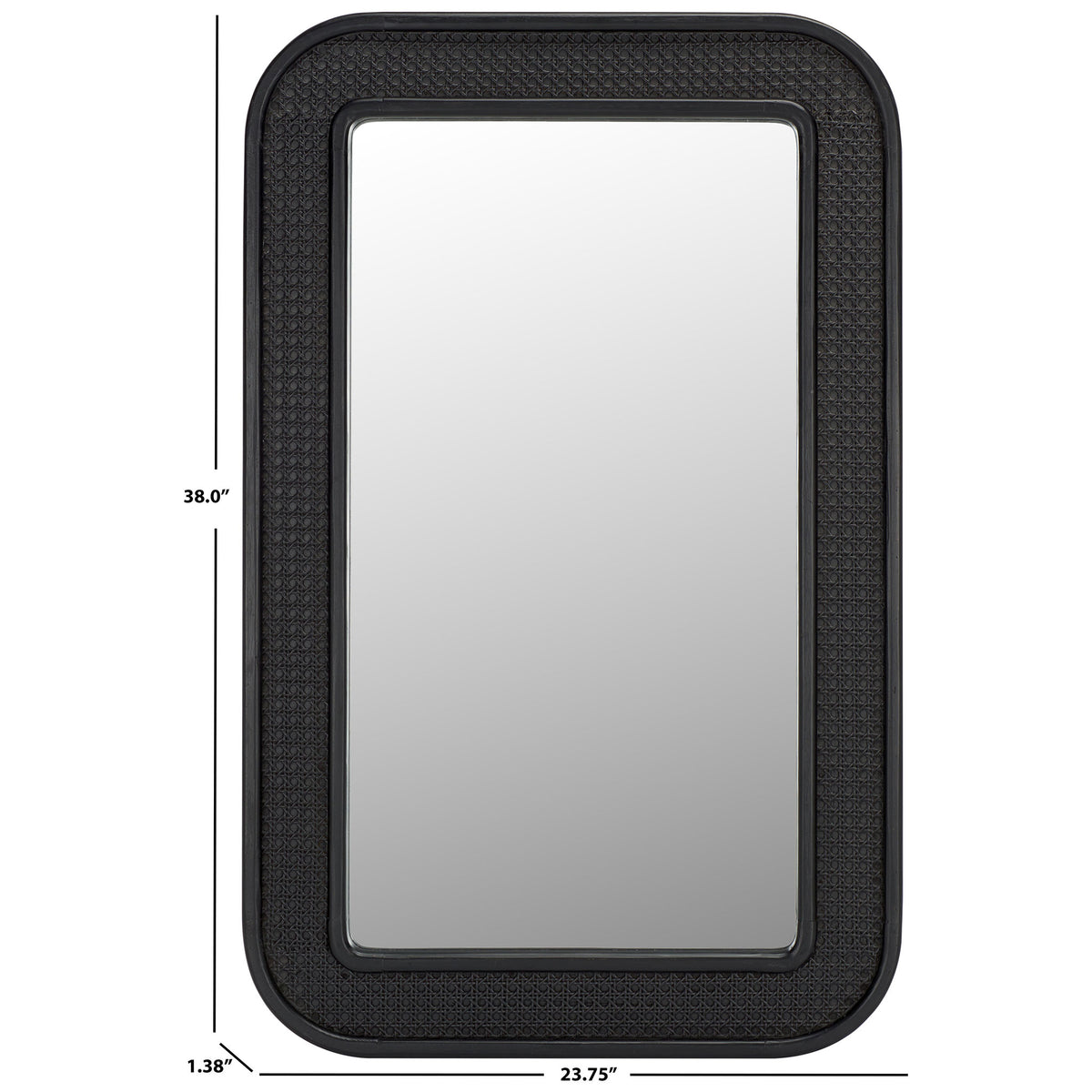The rounded black mirror measures 23.75 inches wide and 38 inches high || MRR9000B || dimension_studio