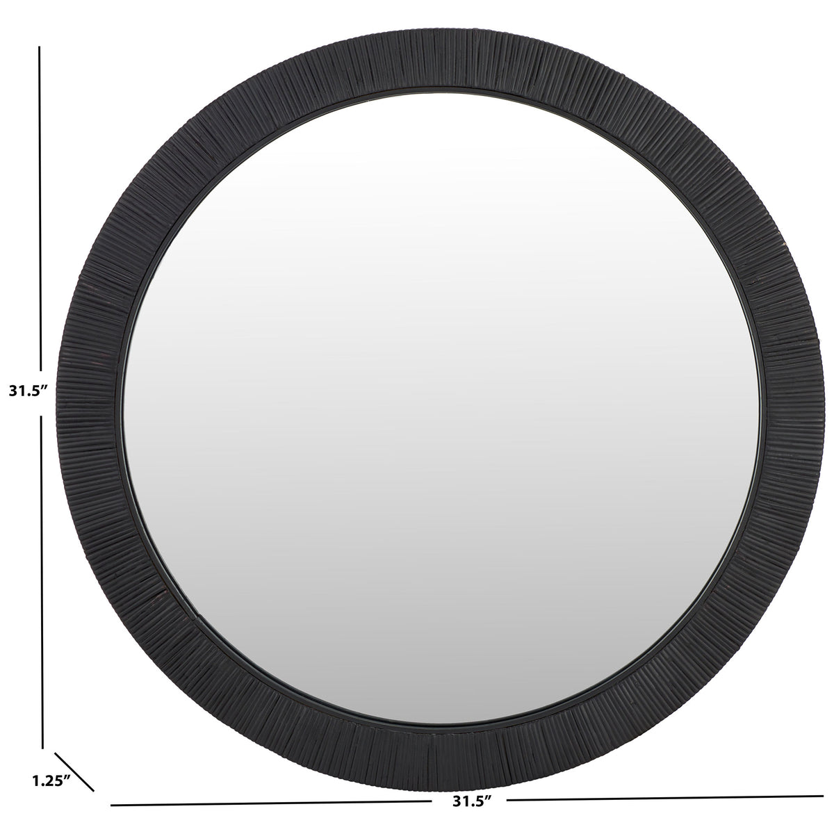 At 31.5 inches across and 1.25 inches deep, this round mirror makes a generous wall accent. || MRR9002A || dimension_studio