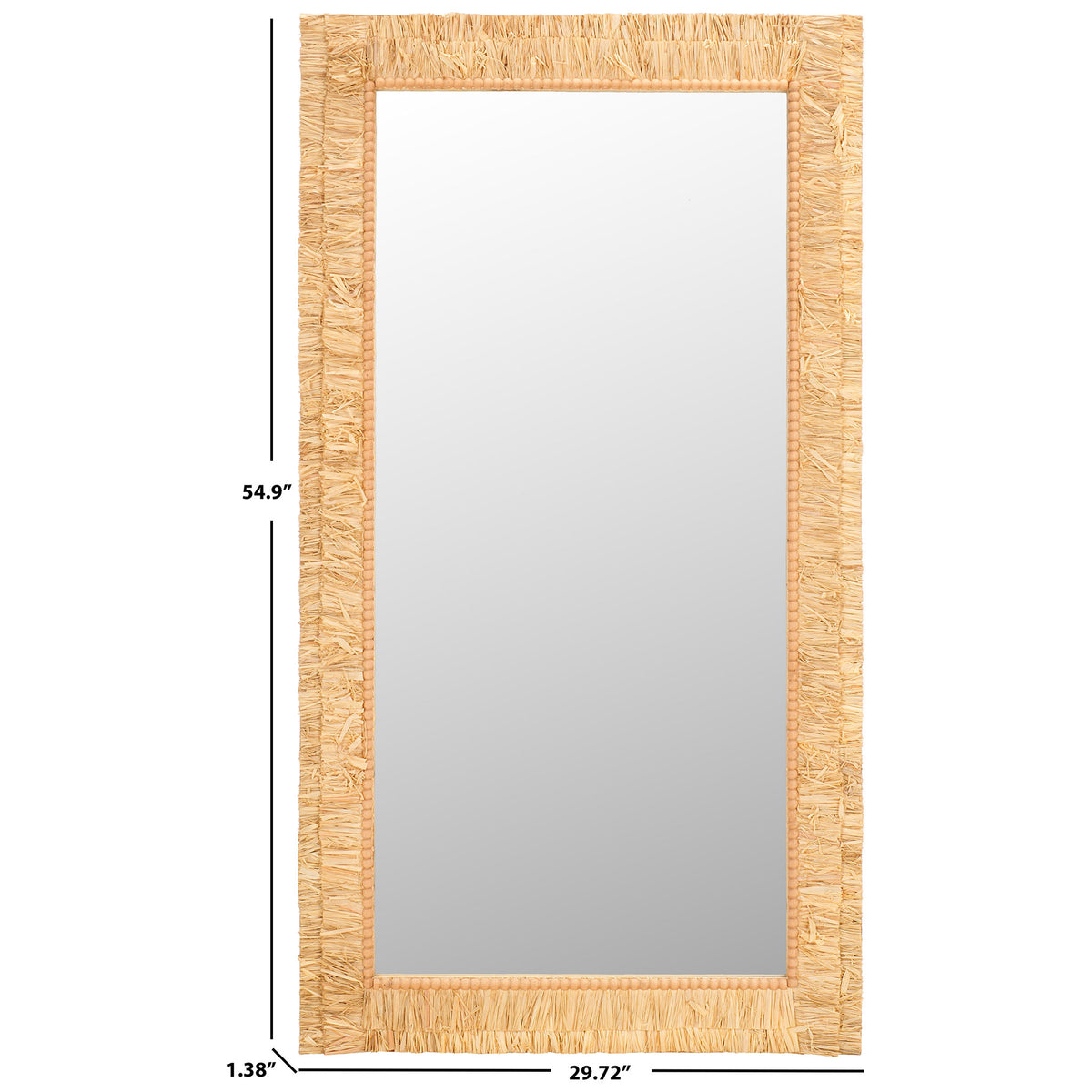 The natural-toned mirror measures 29.72 inches wide, 54.9 inches high, and 1.38 inches deep. || MRR9003A || dimension_studio