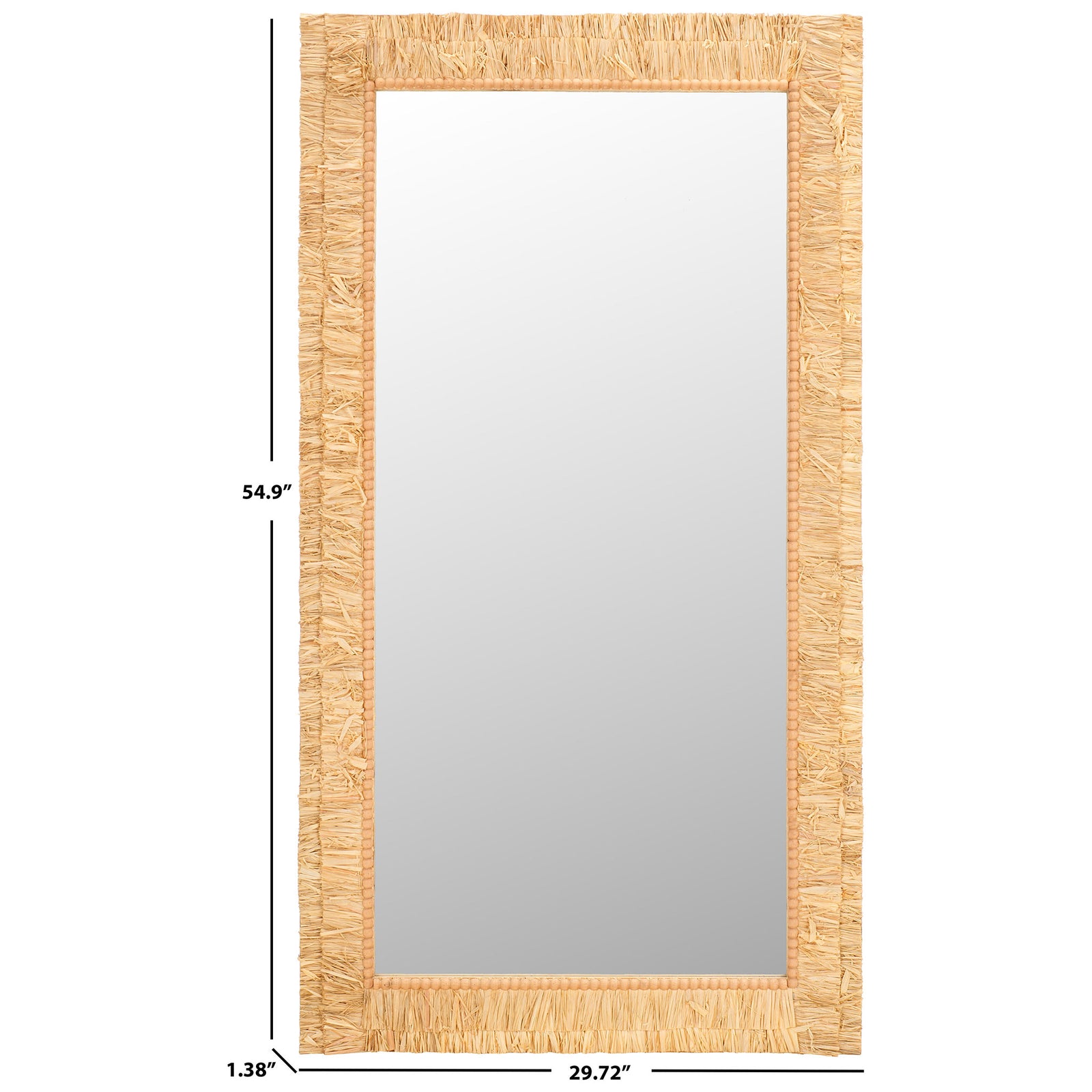 The natural-toned mirror measures 29.72 inches wide, 54.9 inches high, and 1.38 inches deep. || MRR9003A || dimension_studio