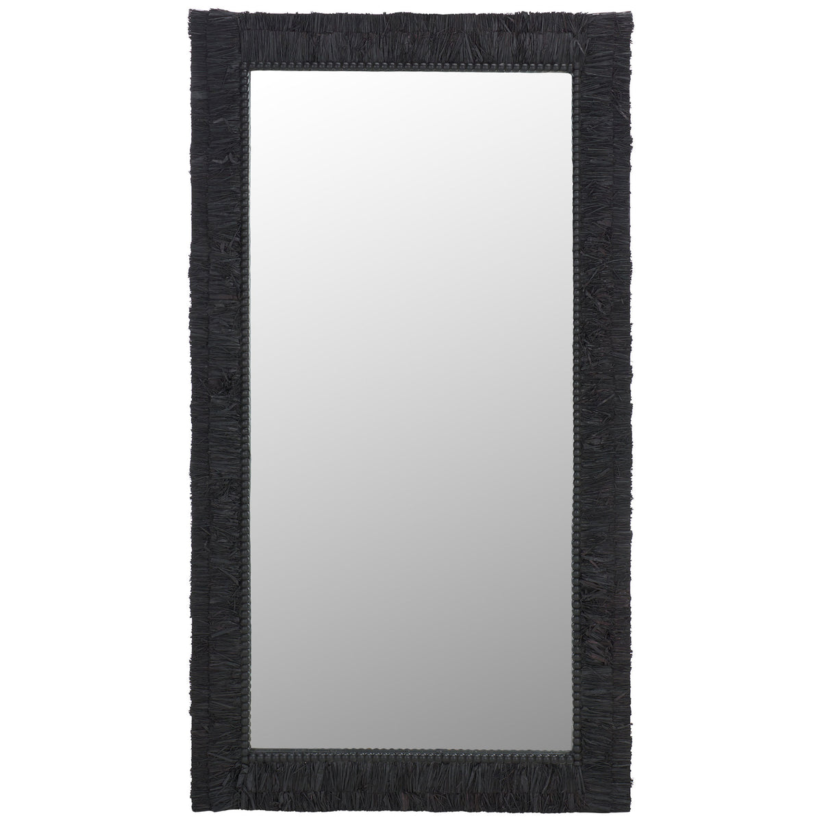 Bold black texture surrounds a generous reflective pane with a delicate beaded inner edge. || MRR9003B || front_studio