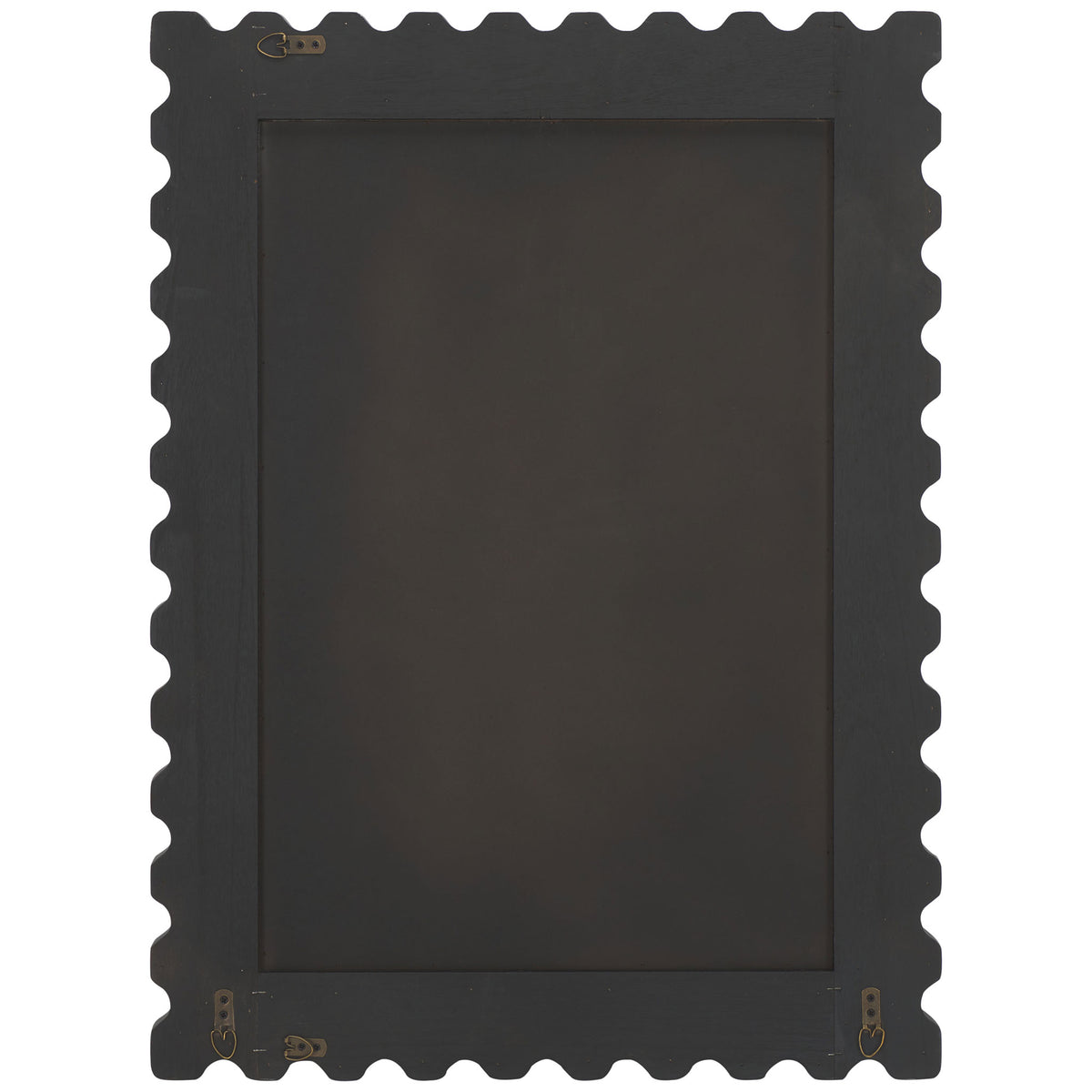 Scalloped black wood frame with a solid backing and metal hanging hardware || MRR9005A || back_studio