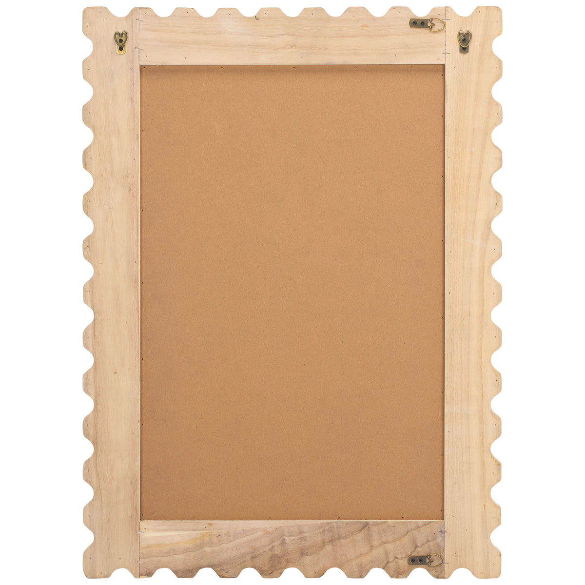 Natural wood backing reveals scalloped edges and metal wall-mounting hardware || MRR9005B || back_studio