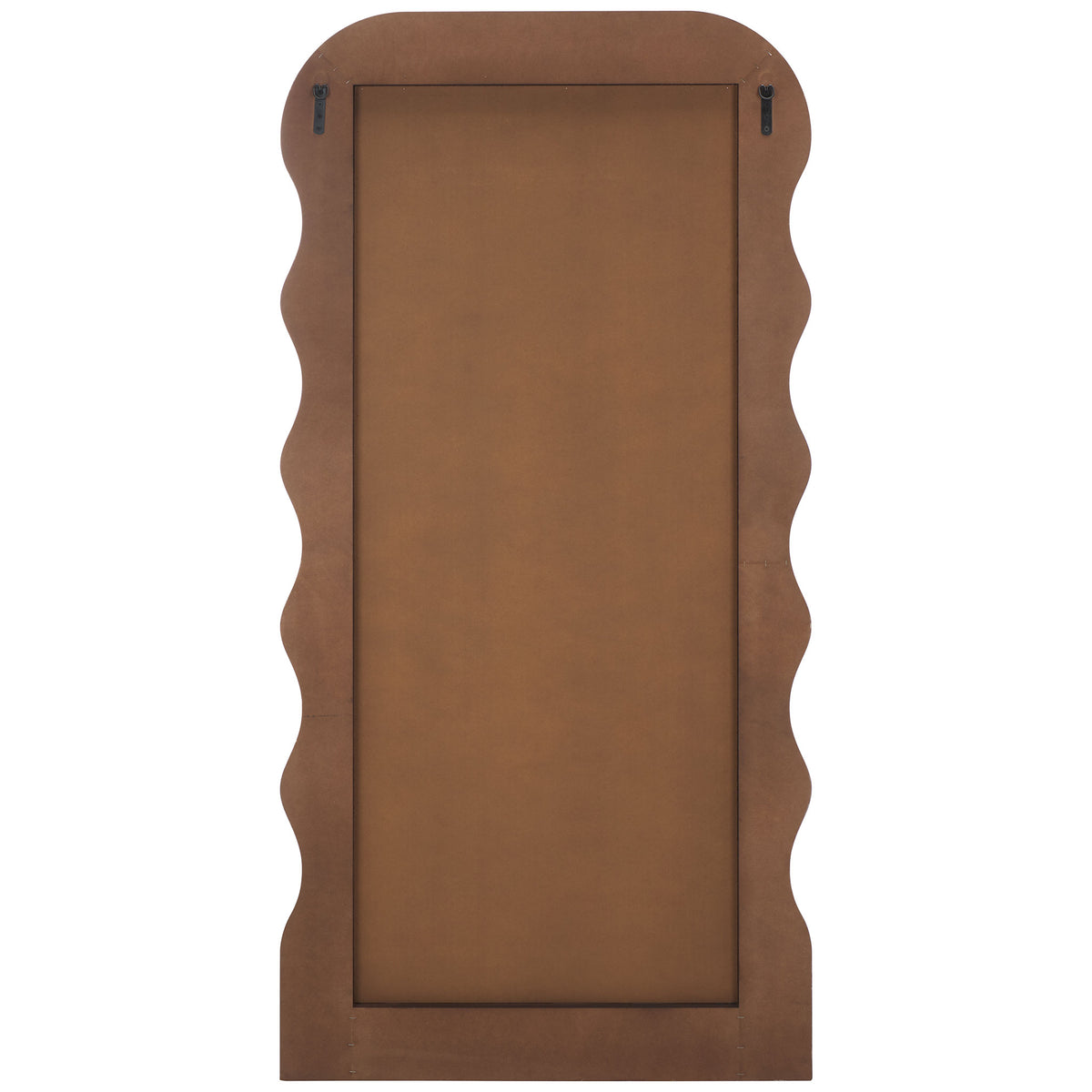 Warm brown backing sits within a wavy frame fitted with two hanging brackets || MRR9006C || back_studio