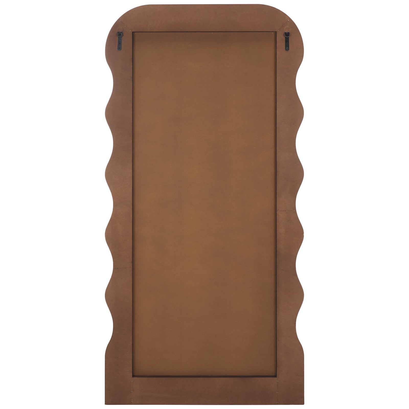 Warm brown backing sits within a wavy frame fitted with two hanging brackets || MRR9006C || back_studio