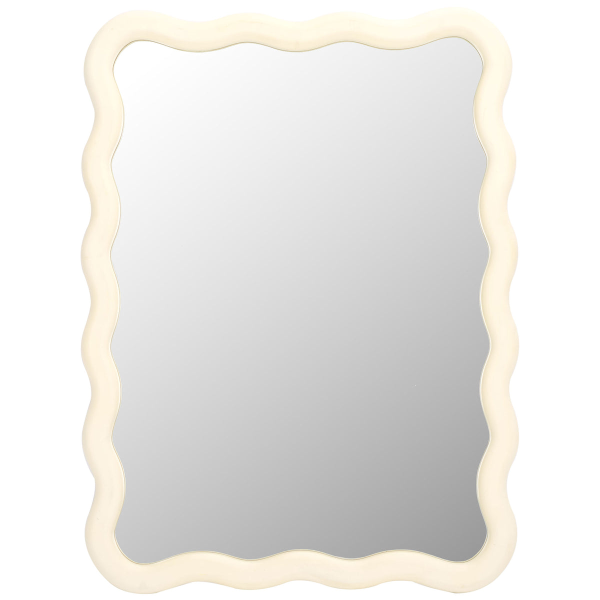 Flowing white wood frame gives this wall mirror a soft, sculptural silhouette || MRR9007A || front_studio