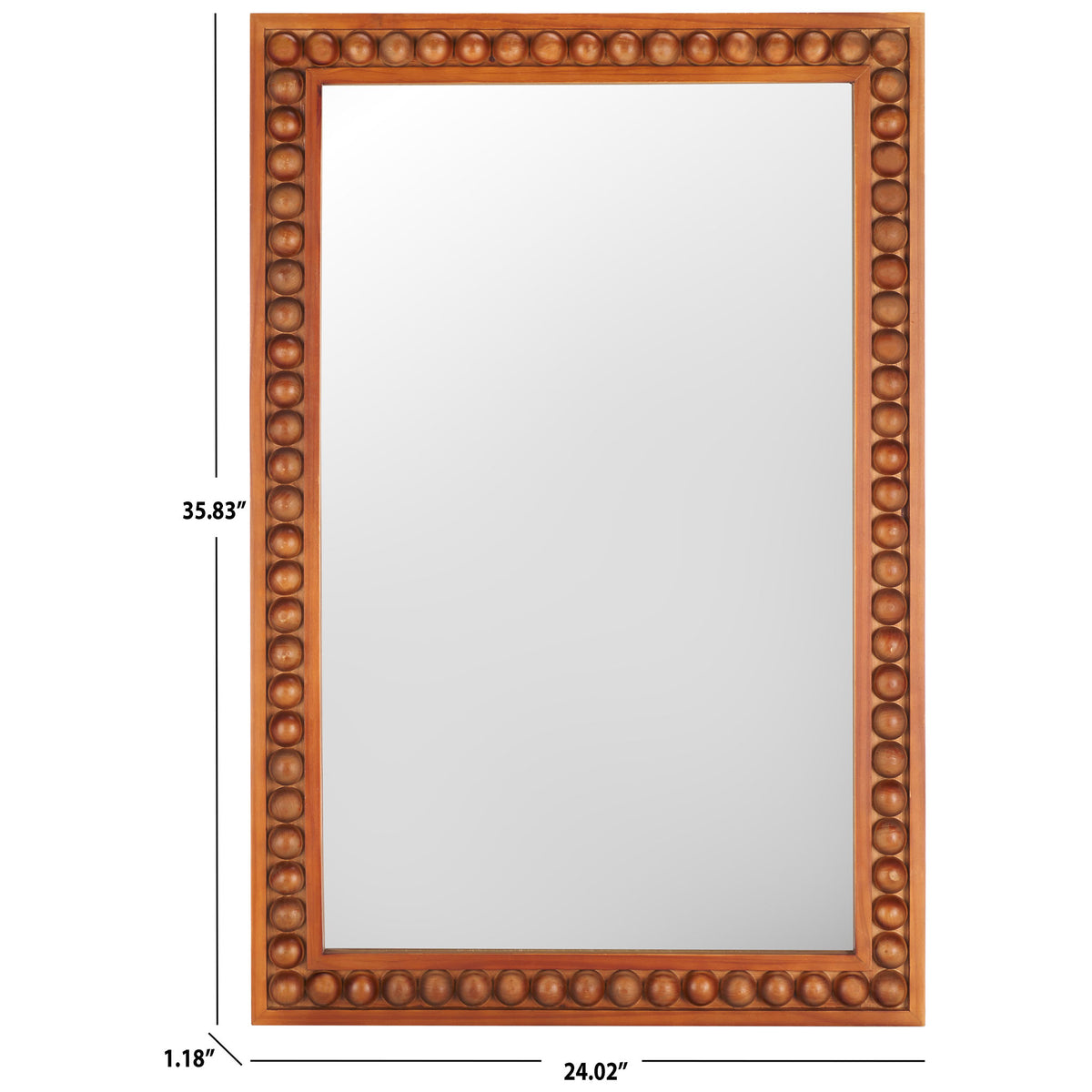 The beaded wall mirror measures 24.02 inches wide, 35.83 inches high, and 1.18 inches deep. || MRR9012A || dimension_studio