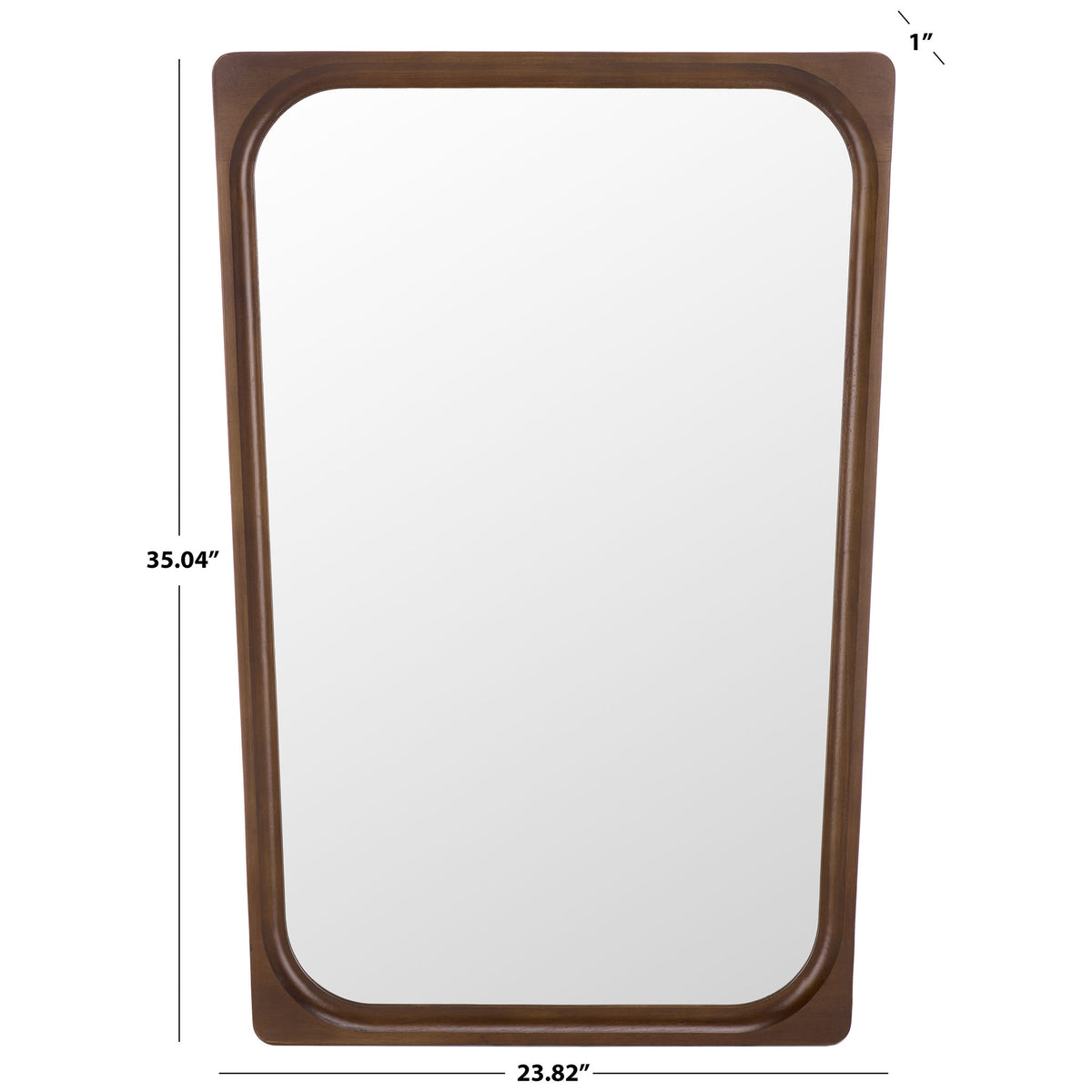 Brown-framed mirror measures 23.82 inches wide, 35.04 inches tall and 1 inch deep || MRR9031A || dimension_studio
