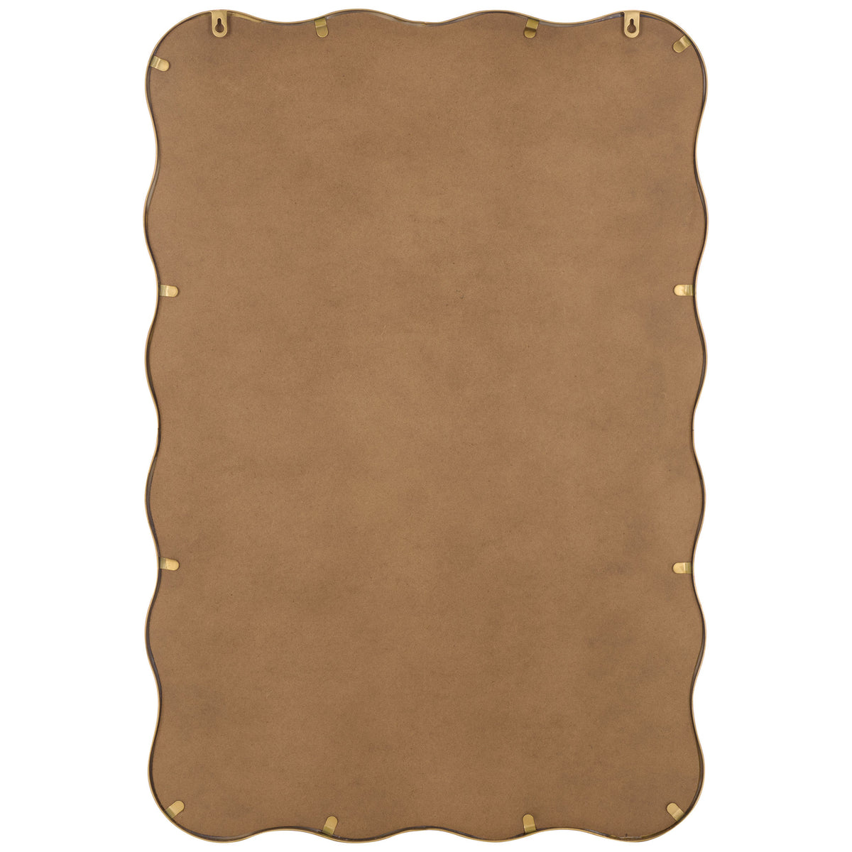 Scalloped brown backing includes hanging slots and gold-tone clips around the edges || MRR9036A || back_studio