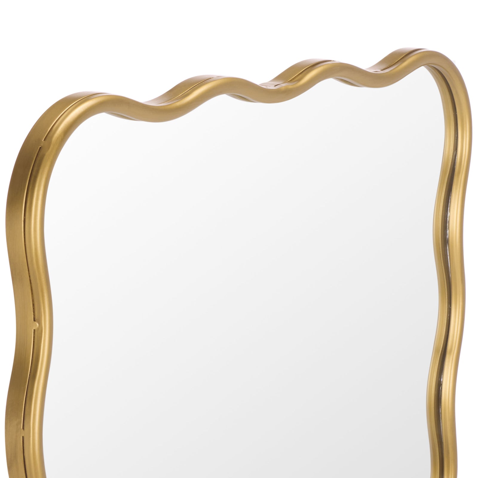A slim gold frame ripples gently along the top and sides of the mirror || MRR9036A || detail_studio