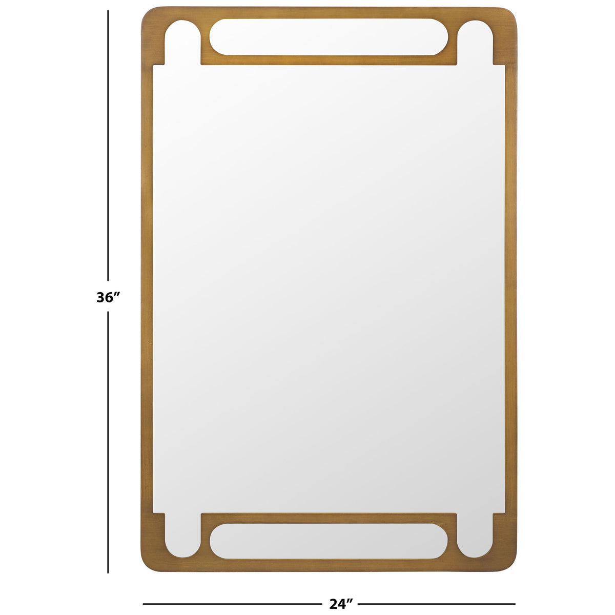 A 24-inch-wide, 36-inch-tall mirror combines generous reflection with geometric gold trim || MRR9038A || dimension_studio