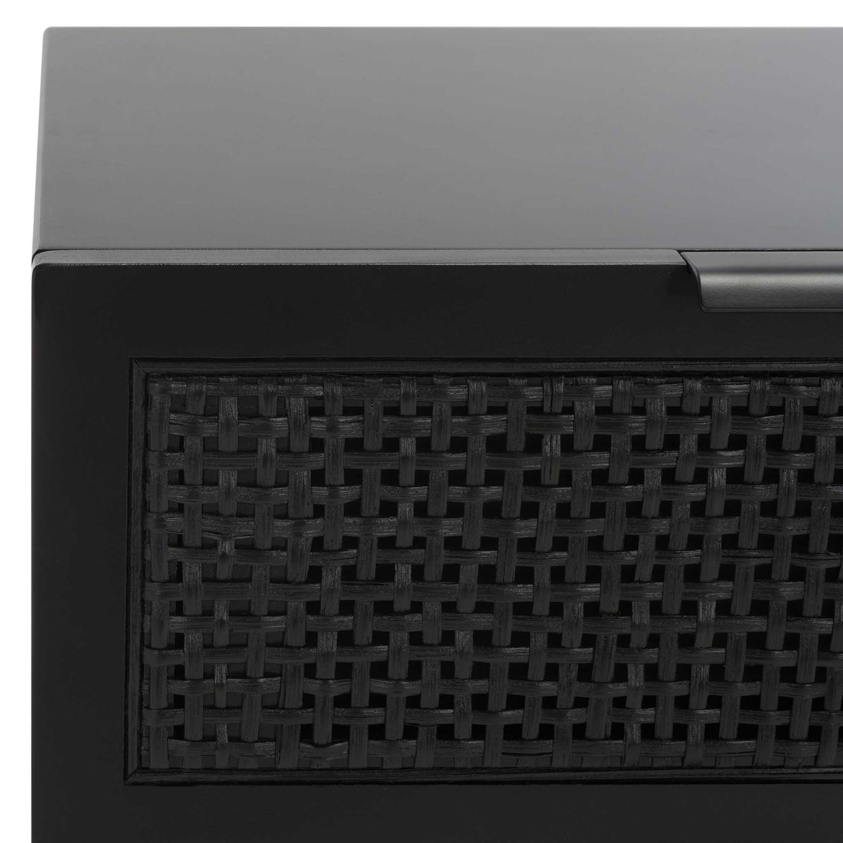 Woven rattan drawer front framed in black for texture and depth. || NST5003B || detail_studio