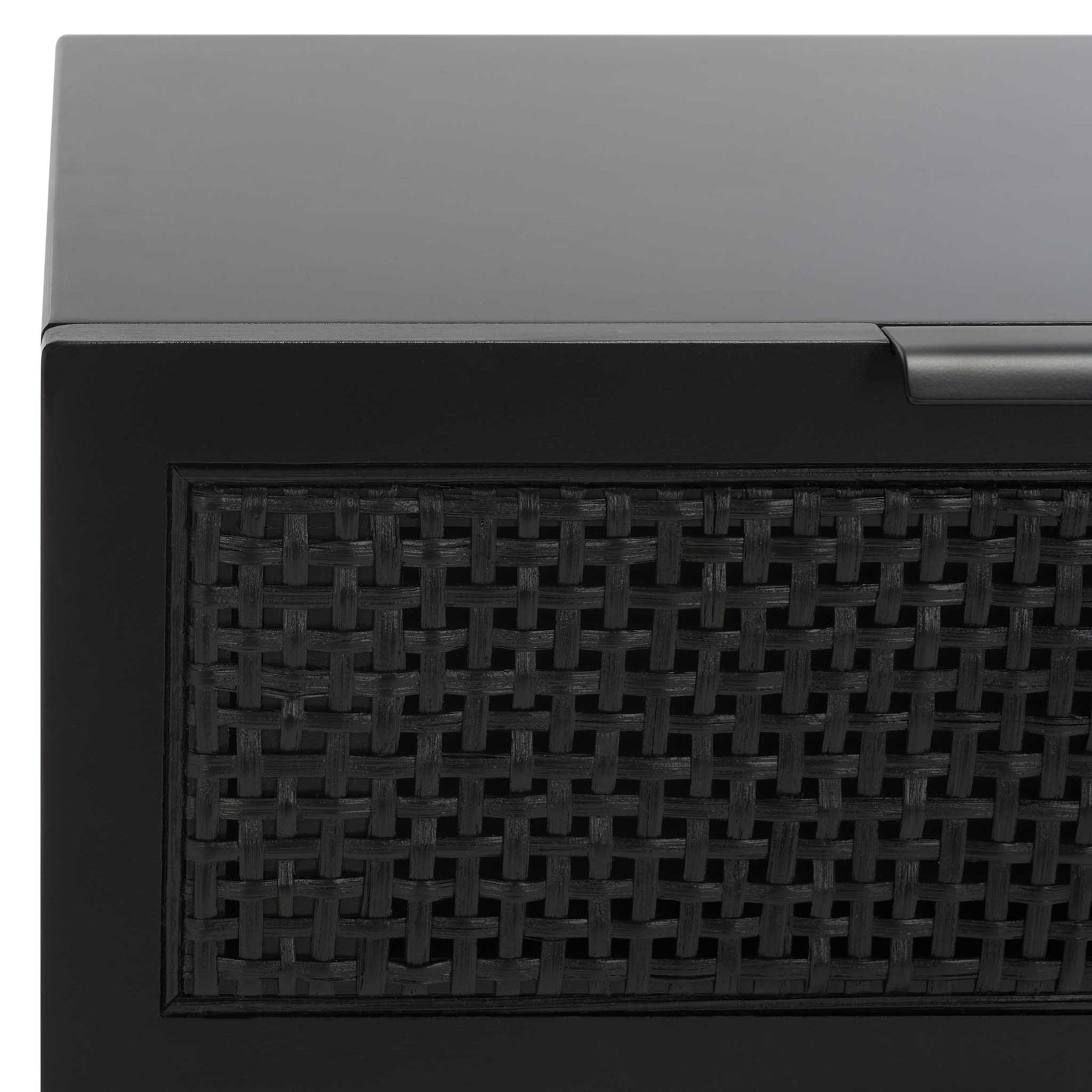 Woven rattan drawer front framed in black for texture and depth. || NST5003B || detail_studio