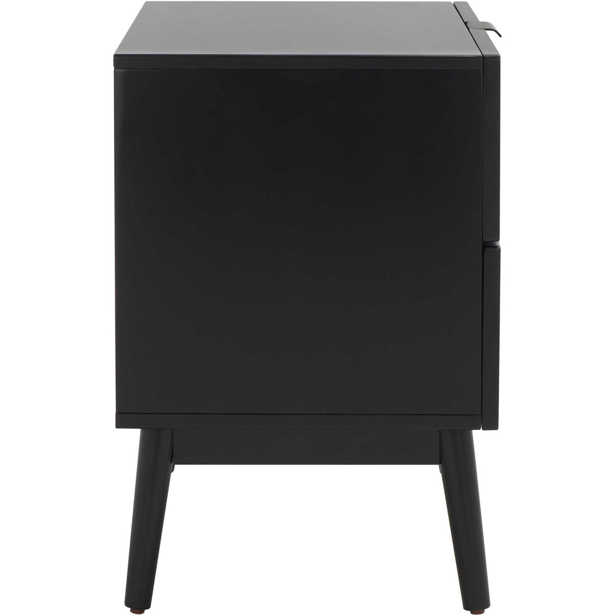 Streamlined profile with woven rattan top drawer and understated pulls. || NST5003B || side_studio