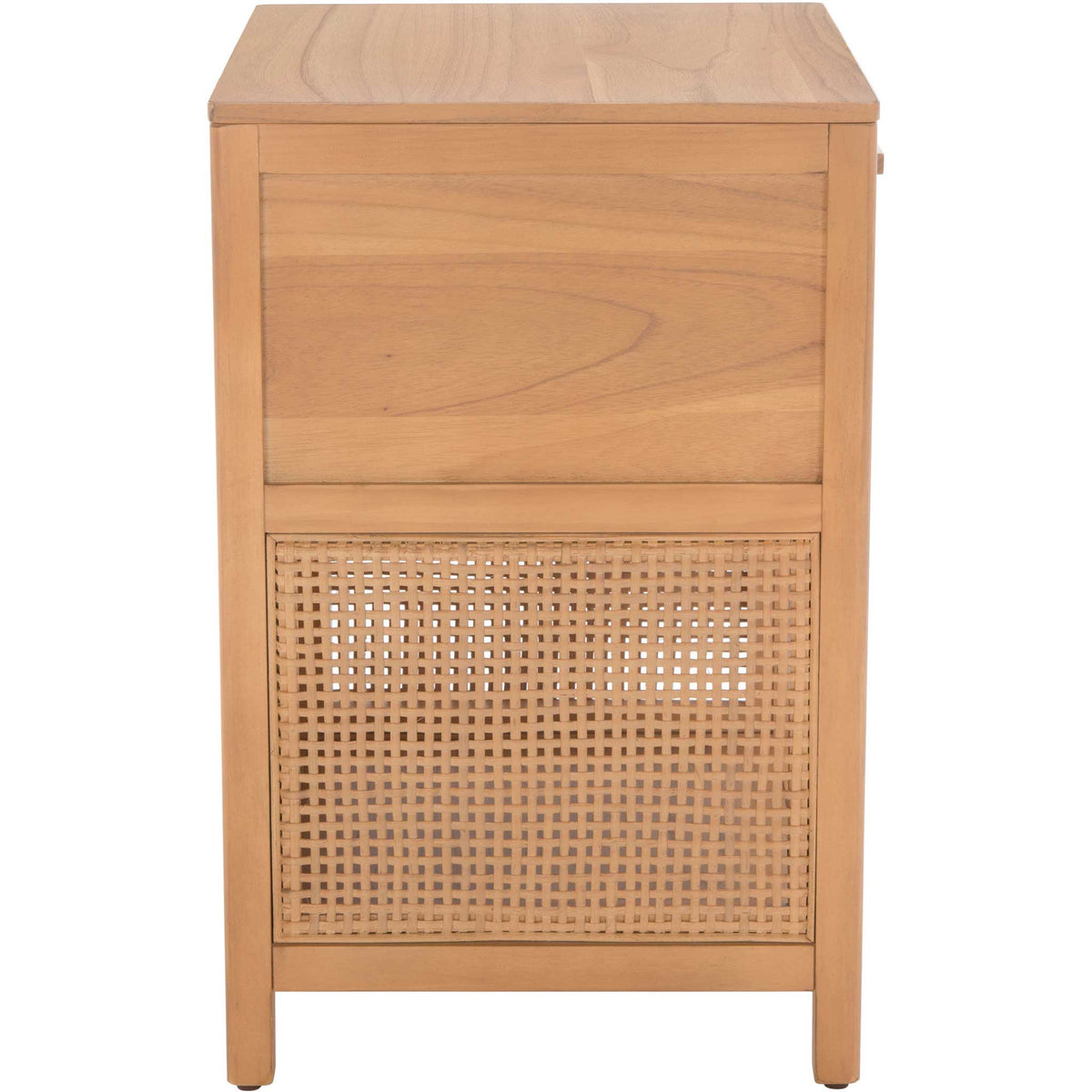 Sleek profile with airy rattan side panel and minimalist solid wood frame || NST5012A || side_studio
