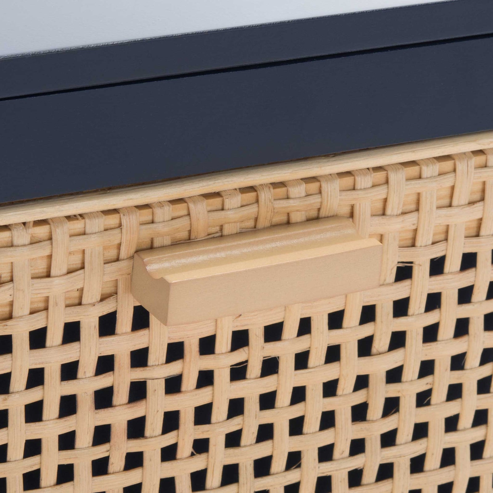 Natural wood pull and woven rattan cane bring warm texture and handcrafted charm || NST5012E || handle_studio