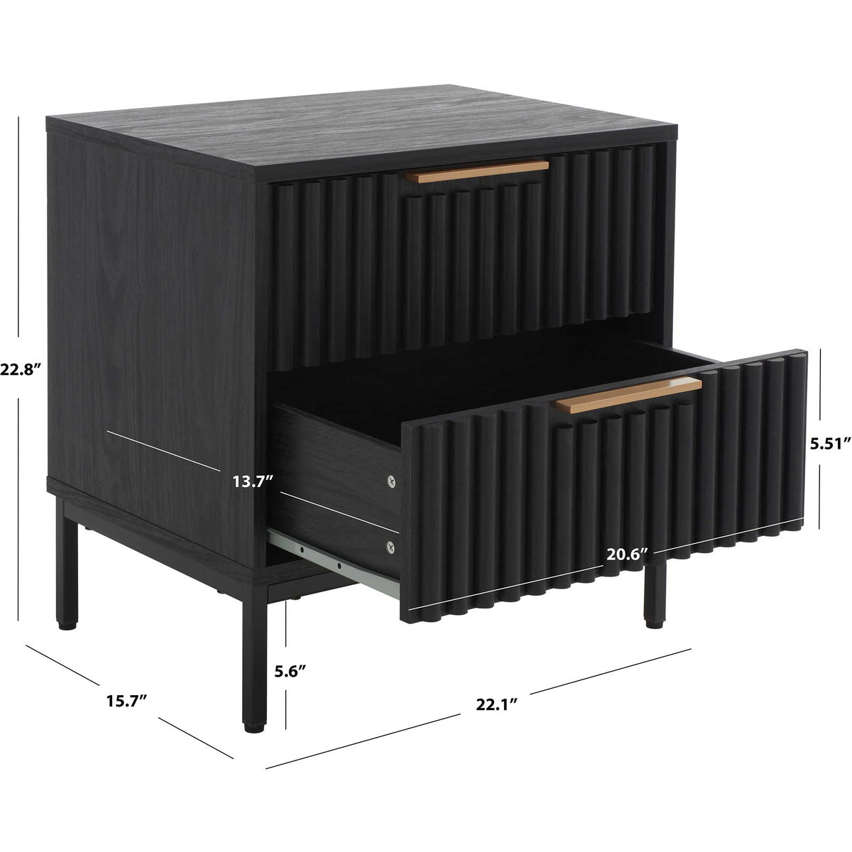 Compact profile with deep drawers and an elevated base for modern, clutter-free storage || NST9605B || dimension_studio