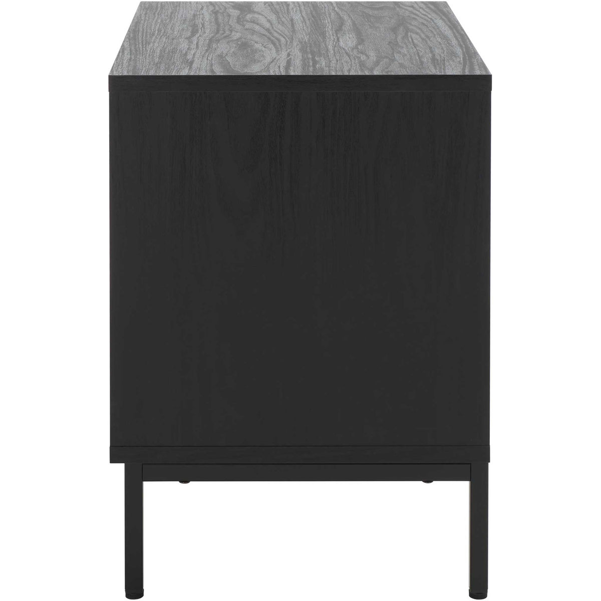 Clean-lined side profile highlights the subtle black woodgrain finish and slim frame || NST9605B || side_studio