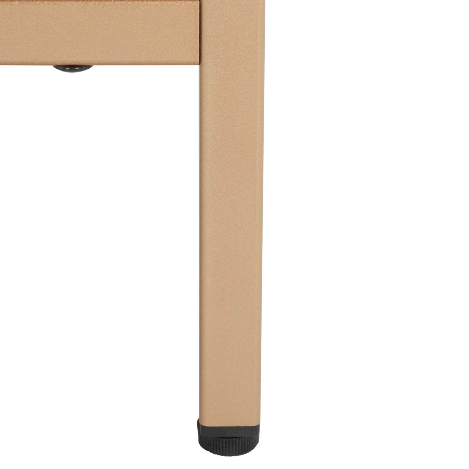 Powder-coated gold metal leg with a black foot cap for stable support. || NST9605C || leg_studio