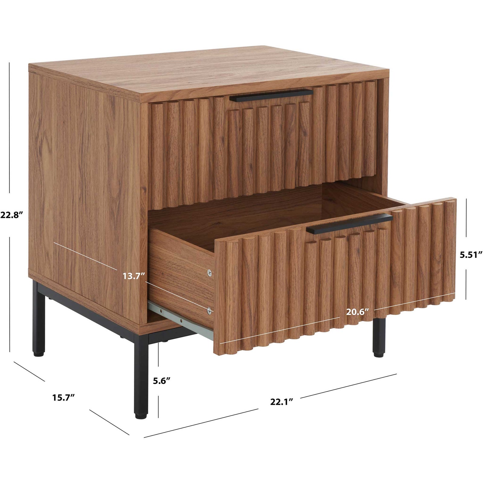 Spacious two-drawer design sized for bedside convenience || NST9605D || dimension_studio