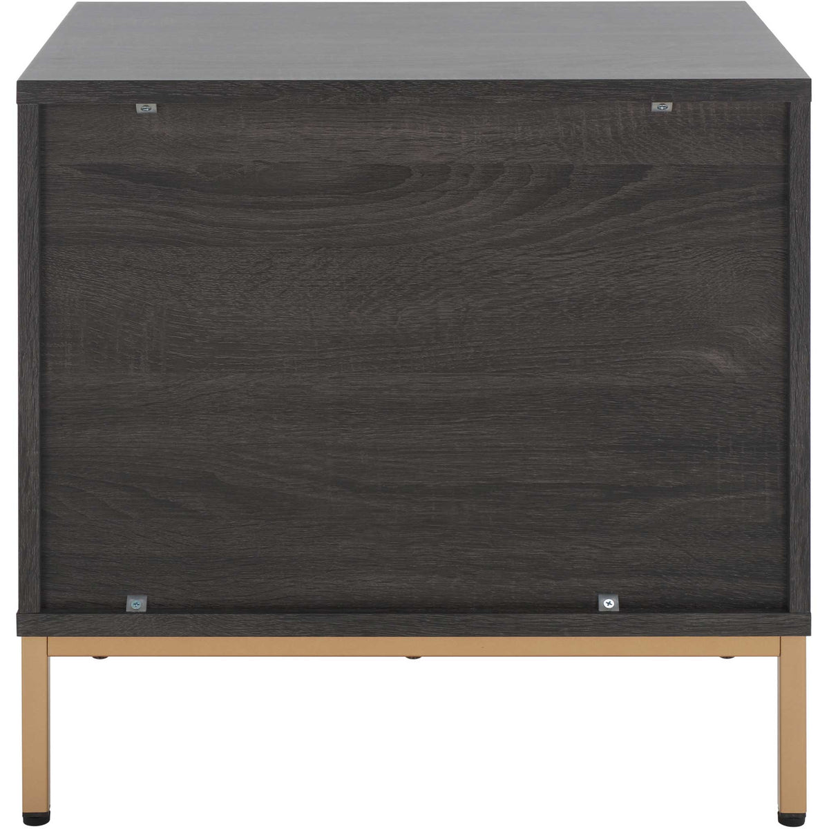 Finished back panel in distressed black atop a slim gold base for a polished look || NST9605E || back_studio