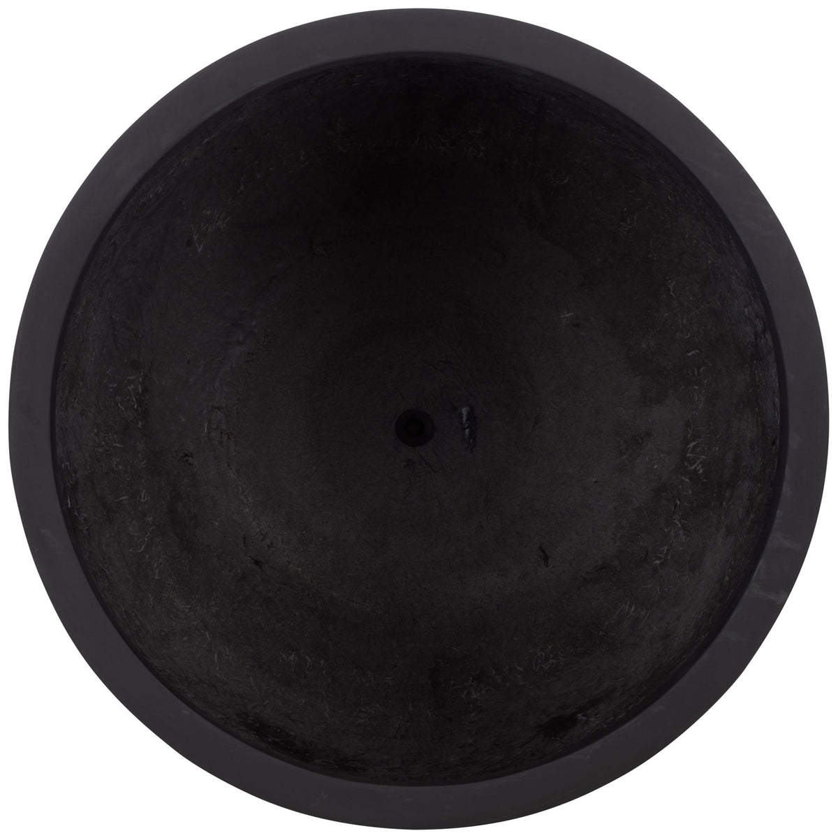 Open black planter with a wide circular rim and visible drainage hole at its base || PAT1401A || top_studio
