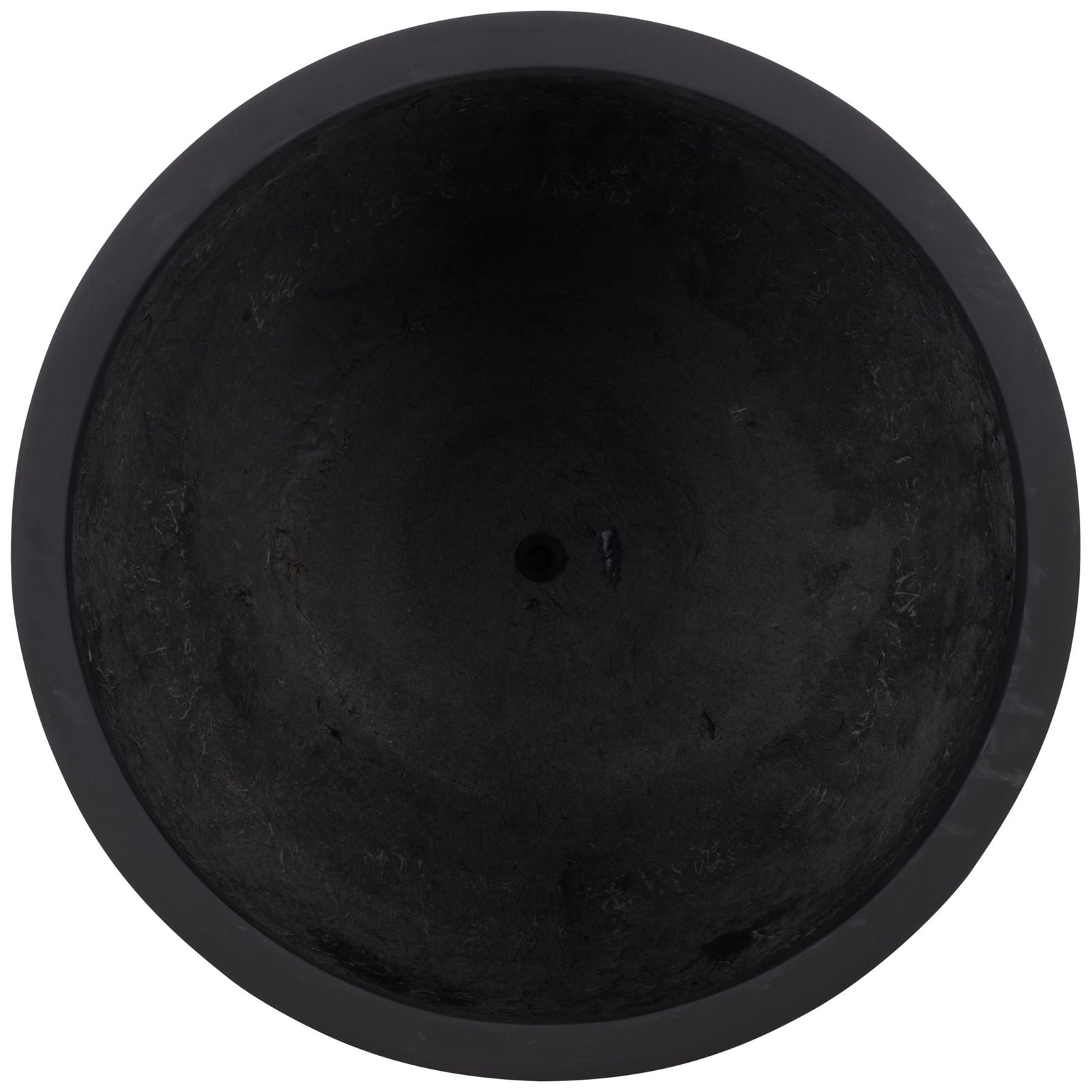 Open black planter with a wide circular rim and visible drainage hole at its base || PAT1401A || top_studio